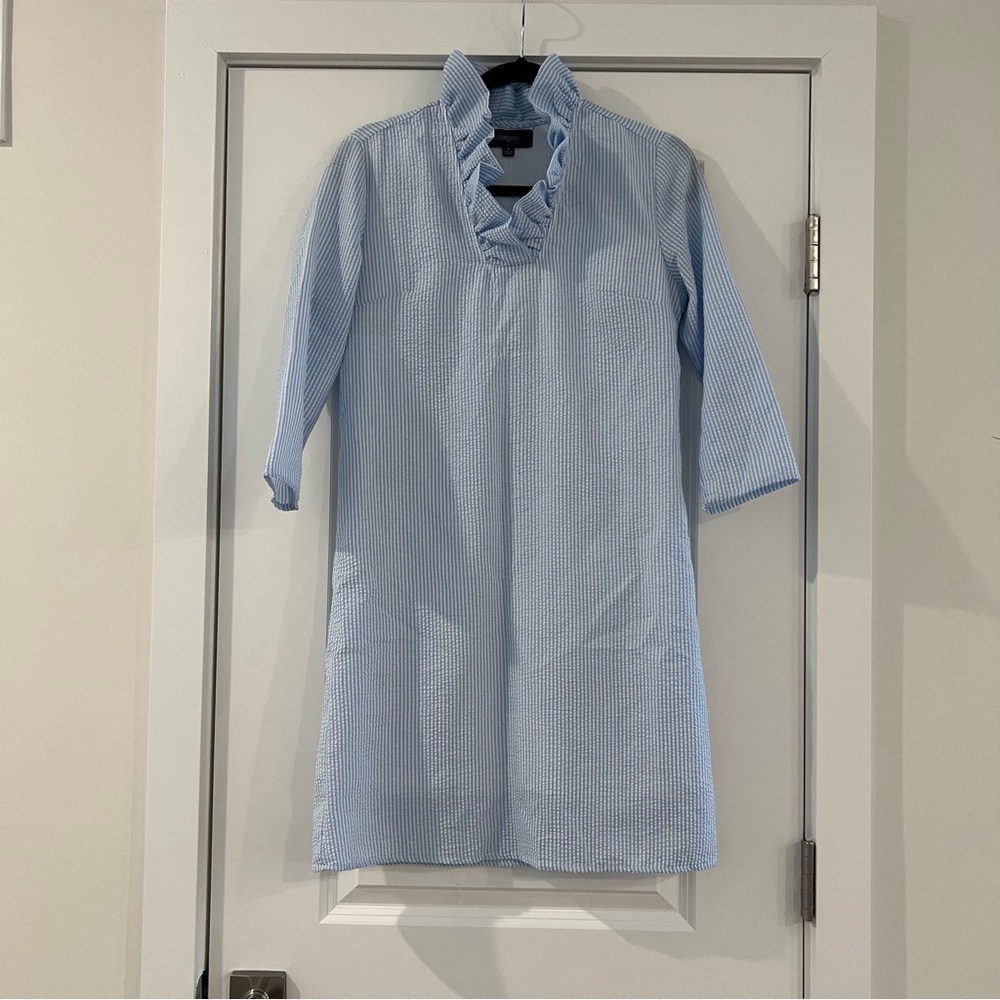 Blue Preppy Seersucker Dress